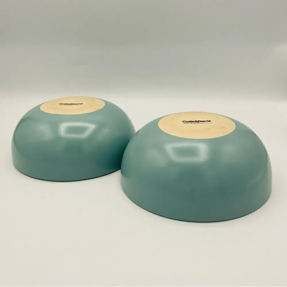 Crate&Barrel Blue Hue Matte Coupe Soup Cereal Bowls (2)